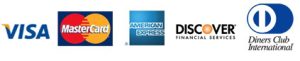 We accept Visa, MasterCard, American Express, Discover and Diners Club